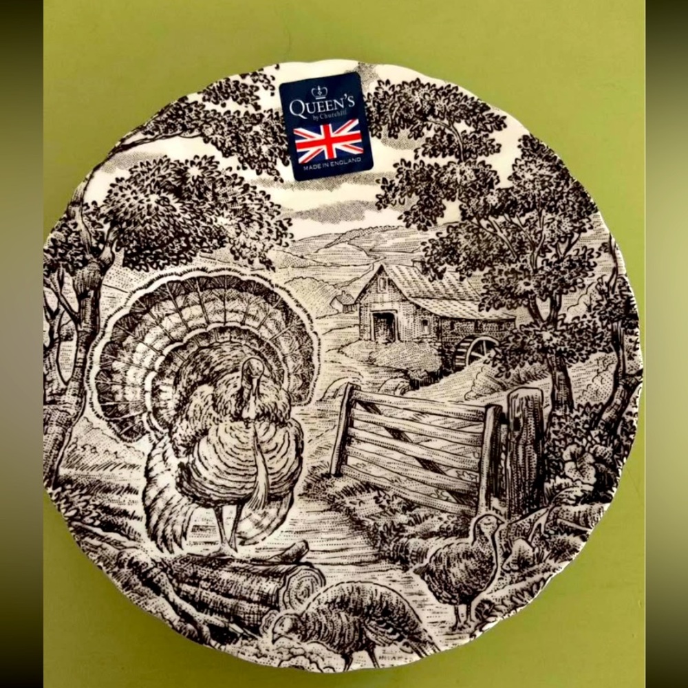 Queen's Homestead Turkey Luncheon 8” Plate Made In England NEW